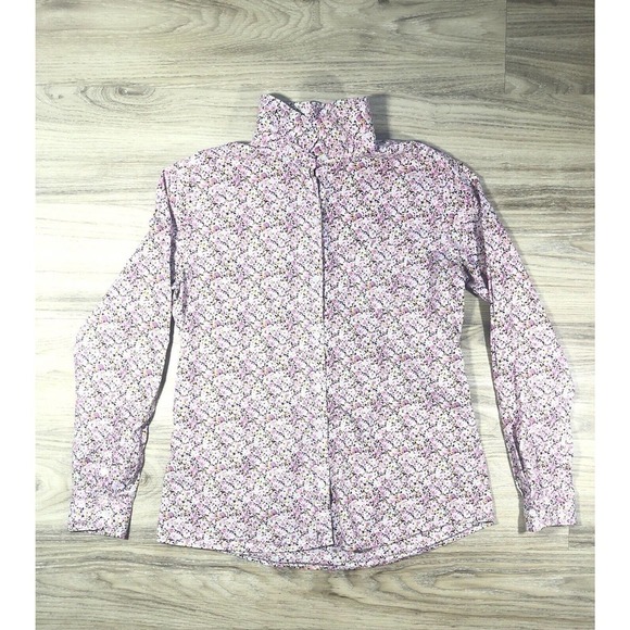 Merona Multicolor Floral Long Sleeve Blouse SZ M Hippie Retro Boho - Picture 1 of 6